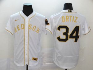 Boston Red Sox #34 David Ortiz White Gold Golden Flex Base Jersey