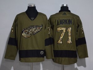 Detroit Red Wings #71 Dylan Larkin Olive Green Jersey