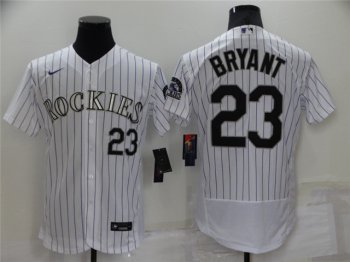 Colorado Rockies #23 Kris Bryant White Flex Base Jersey