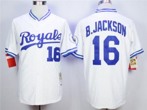 Kansas City Royals #16 Bo Jackson Throwback White Jersey