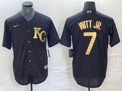 Kansas City Royals #7 Bobby Witt Jr. Black Gold Jersey