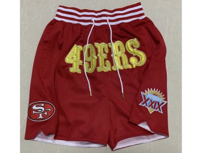 San Francisco 49ers Just Don 49ers Super Bowl XXIX Red Football Shorts