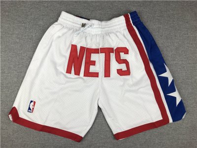 New Jersey Nets Just Don "Nets" White Basketball Shorts