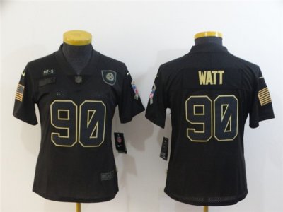 Women's Pittsburgh Steelers #90 T.J. Watt 2020 Black Salute To Service Limited Jersey