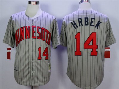 Minnesota Twins #14 Kent Hrbek 1987 Throwback Grey Stripe Jersey