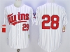 Minnesota Twins #28 Bert Blyleven 1991 Throwback White Stripe Jersey