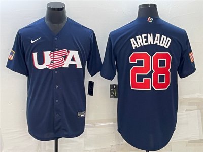 USA #28 Nolan Arenado Navy 2023 World Baseball Classic Jersey