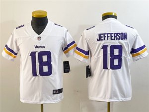 Youth Minnesota Vikings #18 Justin Jefferson White Vapor Limited Jersey