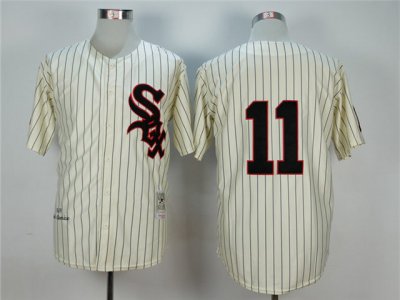 Chicago White Sox #11 Luis Aparicio 1959 Throwback Cream Pinstripe Jersey