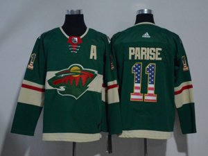 Minnesota Wild #11 Zach Parise Green USA Flag Fashion Jersey