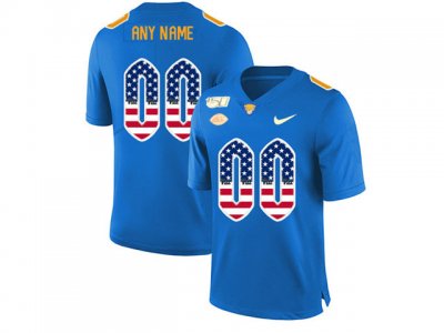 NCAA Pittsburgh Panthers Custom #00 Blue Printed Usa Flag College Football Jersey
