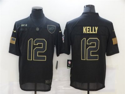 Buffalo Bills #12 Jim Kelly 2020 Black Salute To Service Limited Jersey