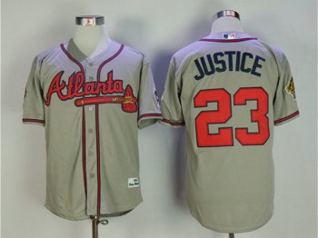 Atlanta Braves #23 David Justice 1995 Gray Throwback Jersey