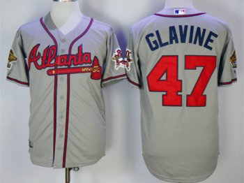 Atlanta Braves #47 Tom Glavine 1995 Gray Throwback Jersey