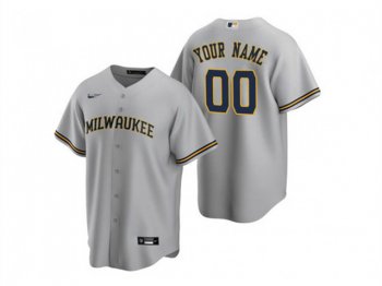 Milwaukee Brewers Custom #00 Gray Cool Base Jersey