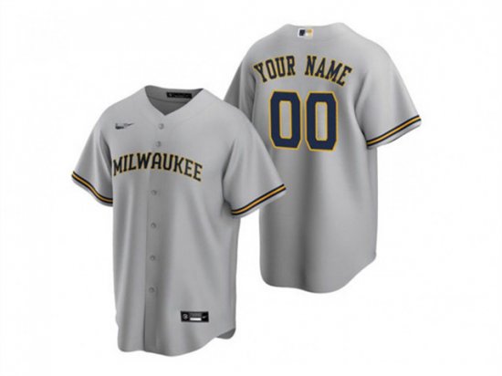 Milwaukee Brewers Custom #00 Gray Cool Base Jersey