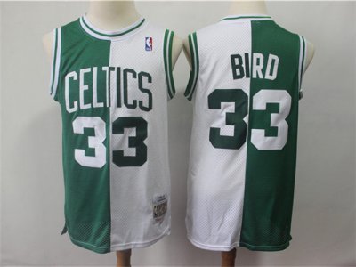 Boston Celtics #33 Larry Bird Green White Split 1985-86 Hardwood Classics Jersey