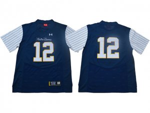 NCAA Notre Dame Fighting Irish #12 Navy 2018 Shamrock Series College Football Jersey