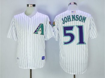 Arizona Diamondbacks #51 Randy Johnson 2001 Throwback White Jersey