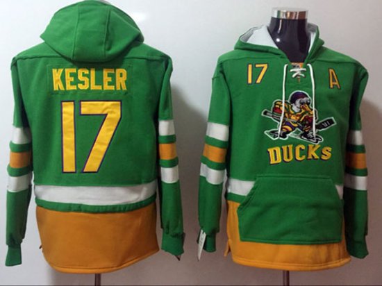 Anaheim Mighty Ducks #17 Ryan Kesler Green One Front Pocket Hoodie Jersey