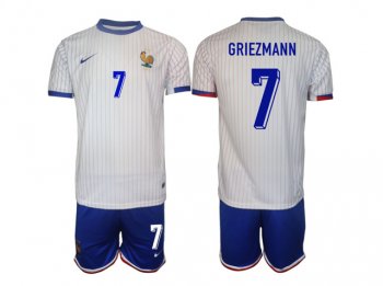 National France #7 Griezmann Away White 2024/25 Soccer Jersey