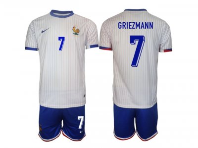 National France #7 Griezmann Away White 2024/25 Soccer Jersey