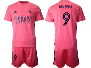 20/21 Club Real Madrid #9 Karim Benzema Away Pink Soccer Jersey