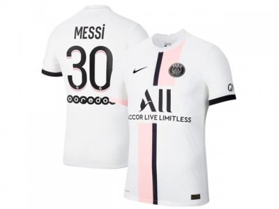 Club Paris Saint Germain #30 Messi Away White 2021/2022 Soccer Jersey