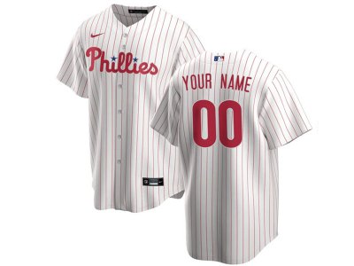 Philadelphia Phillies #00 Home White Cool Base Custom Jersey