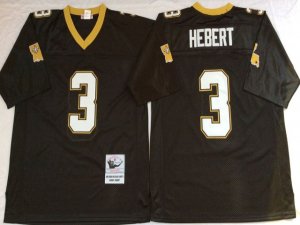 New Orleans Saints #3 Bobby Hebert Throwback Black Jersey