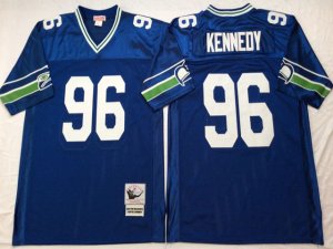 Seattle Seahawks #96 Cortez Kennedy Throwback Blue Jersey