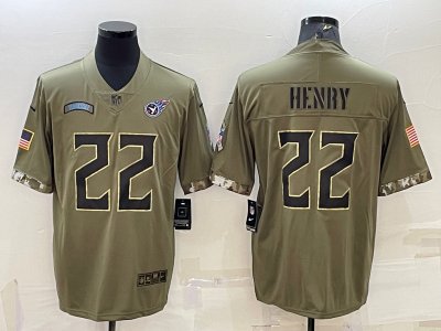 Tennessee Titans #22 Derrick Henry 2022 Olive Salute To Service Limited Jersey