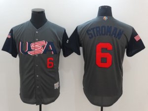 USA #6 Marcus Stroman Gray 2017 World MLB Classic Jersey