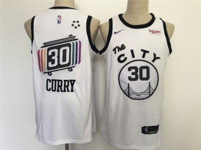 Golden State Warriors #30 Stephen Curry White The City Swingman Jersey