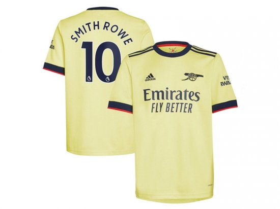 Club Arsenal #10 Smith Rowe Away YELLOW 2021/22 Soccer Jersey