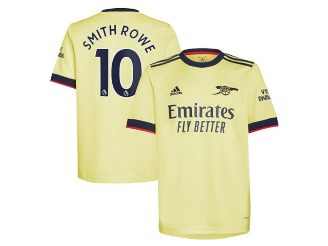 Club Arsenal #10 Smith Rowe Away YELLOW 2021/22 Soccer Jersey - Click Image to Close