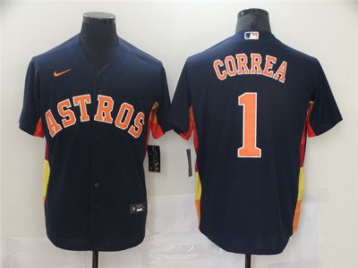 Houston Astros #1 Carlos Correa Navy Cool Base Jersey