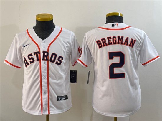 Youth Houston Astros #2 Alex Bregman White Cool Base Jersey