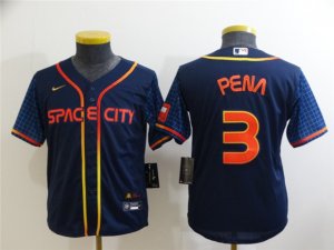 Youth Houston Astros #3 Jeremy Pena 2022 Navy City Connect Cool Base Jersey