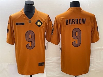 Cincinnati Bengals #9 Joe Burrow 2023 Brown Salute To Service Limited Jersey