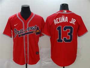 Atlanta Braves #13 Ronald Acuna Jr. Red Cool Base Jersey