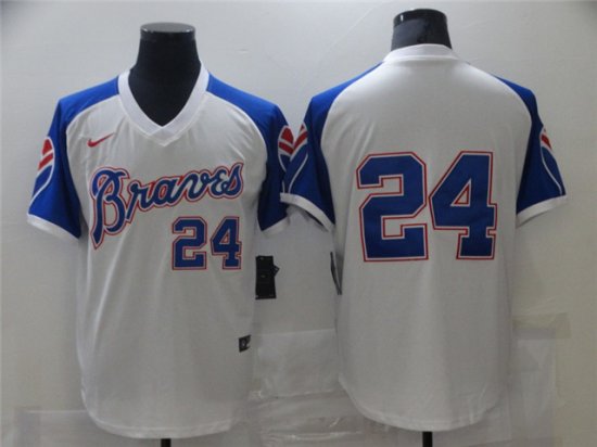 Atlanta Braves #24 Deion Sanders Vintage White Jersey