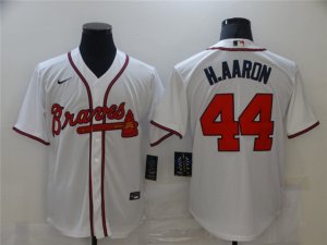 Atlanta Braves #44 Hank Aaron White Cool Base Jersey