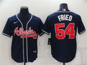 Atlanta Braves #54 Max Fried Navy Cool Base Jersey