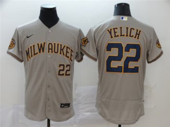 Milwaukee Brewers #22 Christian Yelich Gary Flex Base Jersey