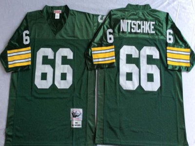 Green Bay Packers #66 Ray Nitschke 1966 Throwback Green Jersey