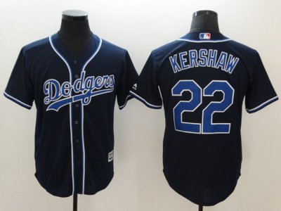 Los Angeles Dodgers #22 Clayton Kershaw Navy Cool Base Jersey