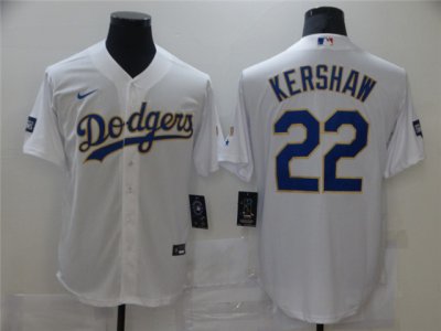 Los Angeles Dodgers #22 Clayton Kershaw White 2021 Gold Program Cool Base Jersey