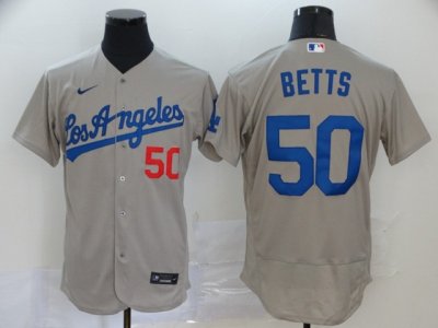 Los Angeles Dodgers #50 Mookie Betts Alternate Gary 2020 Flex Base Jersey