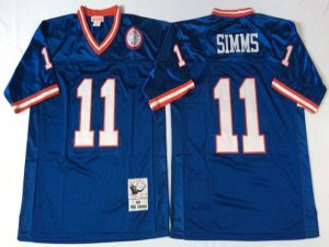 New York Giants #11 Phil Simms 1986 Throwback Blue Jersey